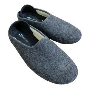 Mahabis Grey Classic Wool Slippers Men's Sz EU 45 Made in Portugal Fleece Lined